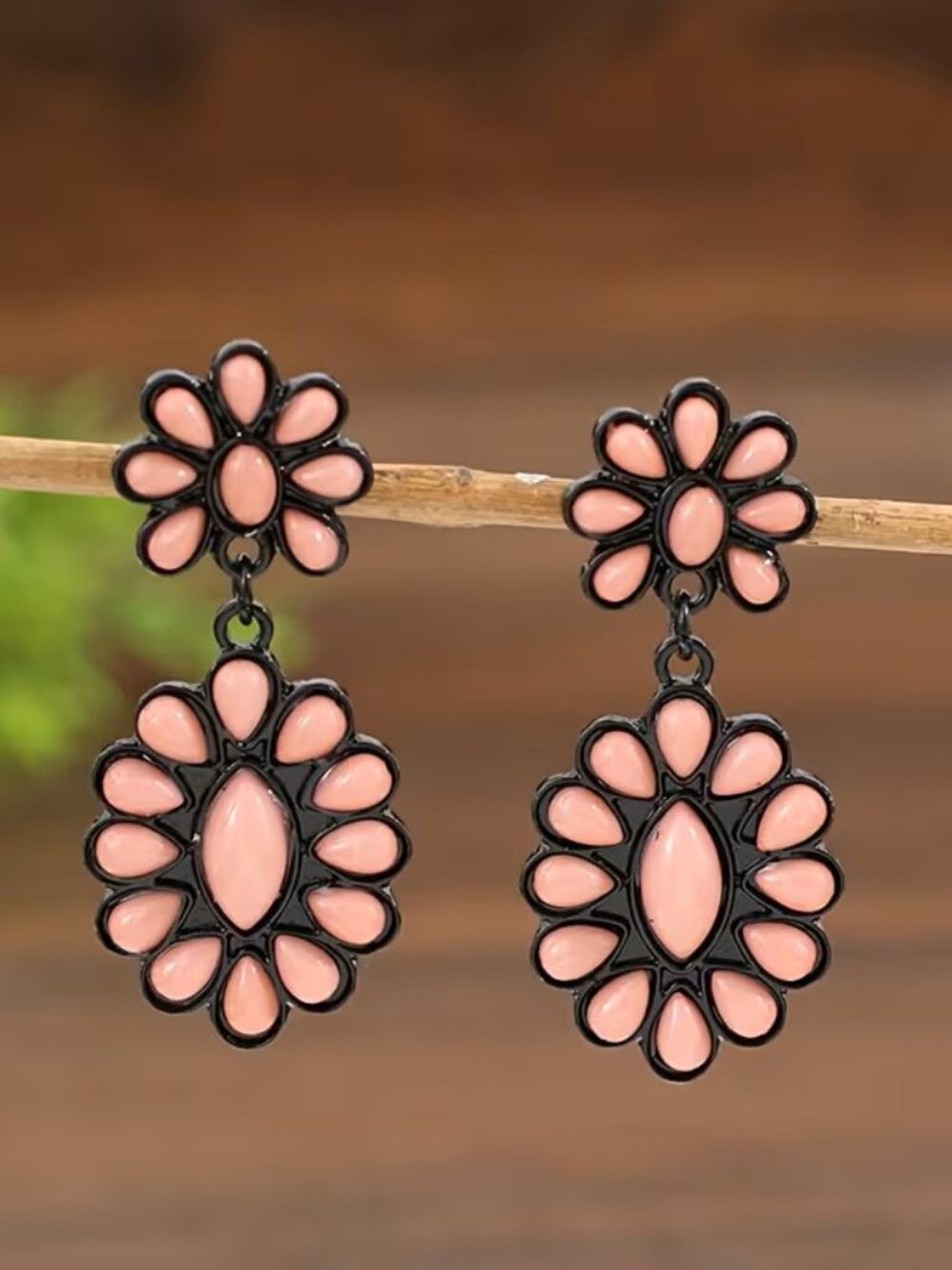 Bohemian Western Style Floral Patchwork Resin inlaid Earrings Z291